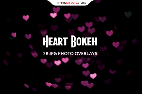 28 Heart Bokeh Photo Overlays