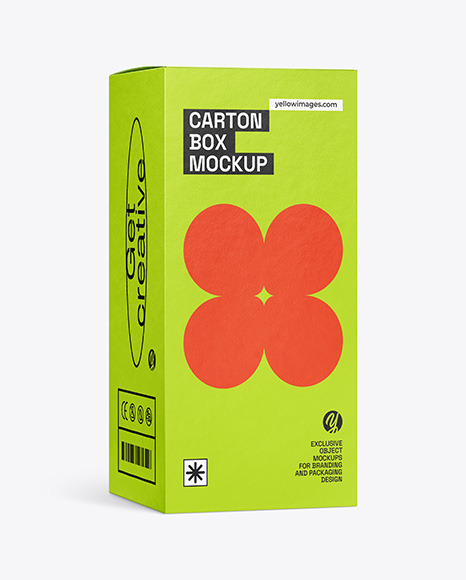 Carton Box Mockup - Half Side View