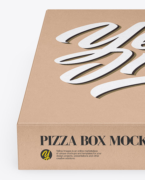 Download Pizza Kraft Box Mockup Front View In Box Mockups On Yellow Images Object Mockups PSD Mockup Templates