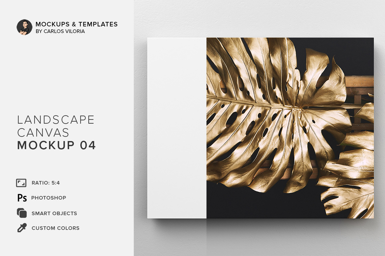 Landscape Canvas Ratio 5x4 Mockup 04 In Indoor Advertising Mockups On Yellow Images Creative Store