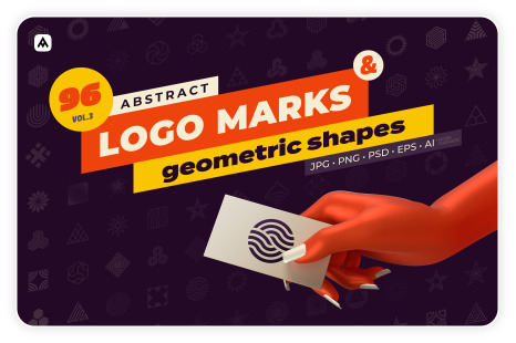 96 Abstract logo marks &amp; geometric shapes collection