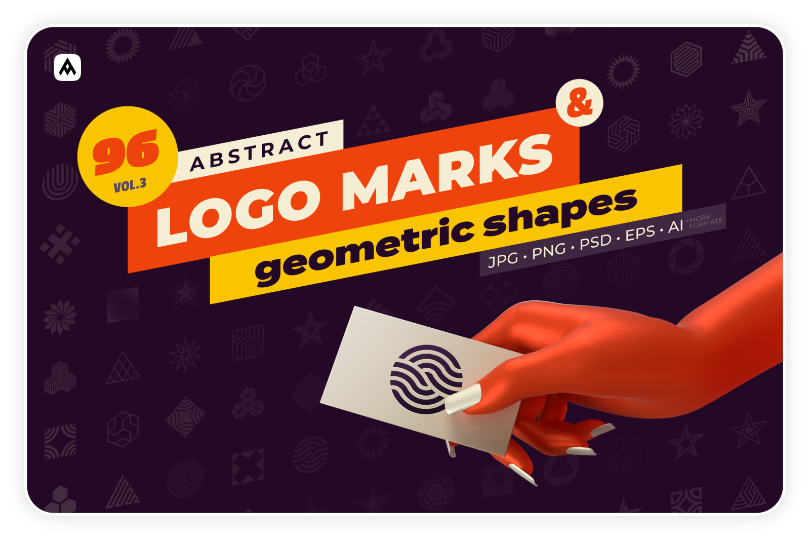 Download 96 Abstract Logo Marks Geometric Shapes Collection In Design Elements On Yellow Images Creative Store PSD Mockup Templates