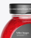 Clear Glass Jar w/ Strawberry Jam Mockup