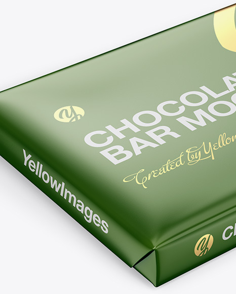 Download Glossy Chocolate Bar Mockup Halfside View High Angle Shot In Packaging Mockups On Yellow Images Object Mockups Yellowimages Mockups