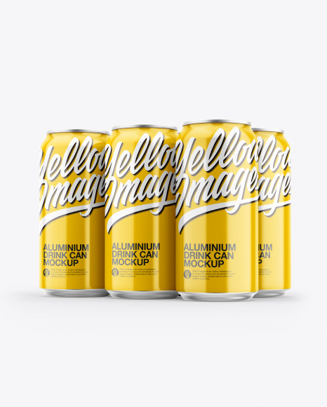 6 Pack Cans Mockup In Can Mockups On Yellow Images Object Mockups