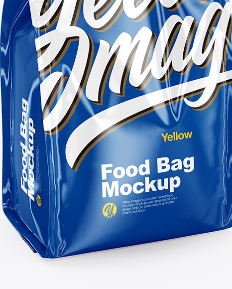 Glossy Food Bag Mockup In Bag Sack Mockups On Yellow Images Object Mockups