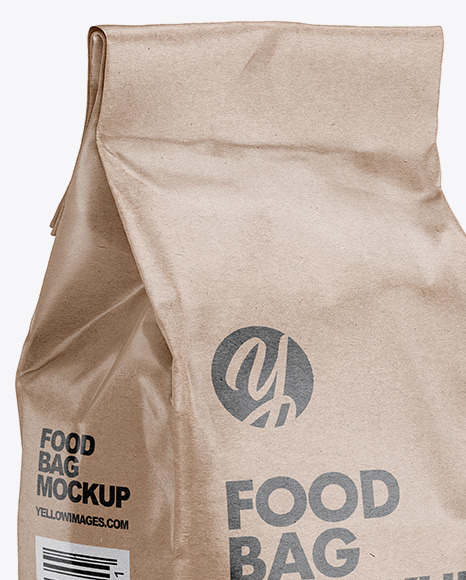 Kraft Paper Food Bag Mockup   Halfside View PSD #2