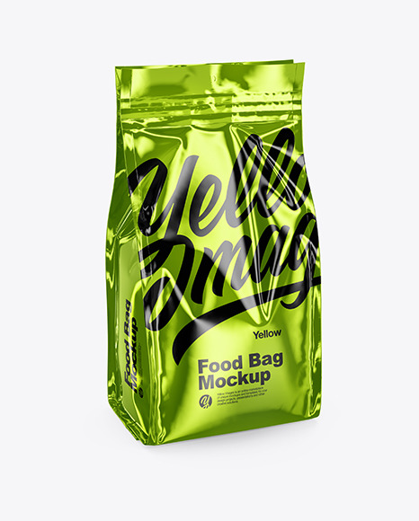 Metallic Food Bag Mockup In Bag Sack Mockups On Yellow Images Object Mockups