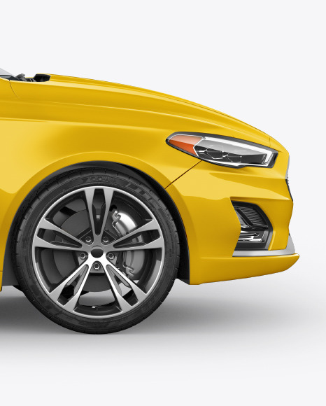 Download Free Sedan Mockup Side View In Vehicle Mockups On Yellow Images PSD Mockups