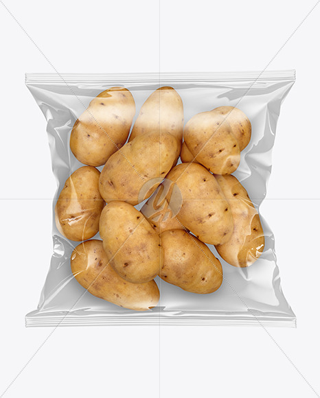 Download Plastic Bag W Potatoes Mockup In Bag Sack Mockups On Yellow Images Object Mockups