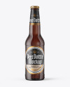 Dark Amber Beer Bottle With Condensation Mockup