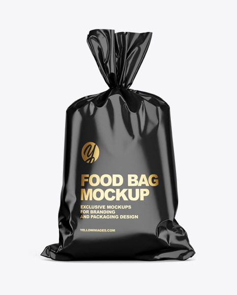 Glossy Food Bag Mockup In Bag Sack Mockups On Yellow Images Object Mockups