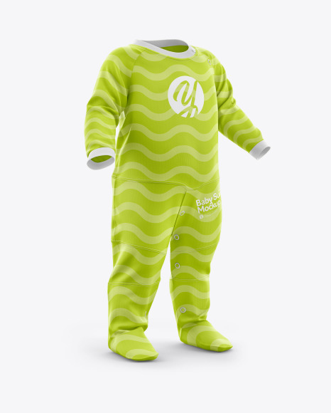 Download Baby Suit Mockup Half Side View In Apparel Mockups On Yellow Images Object Mockups