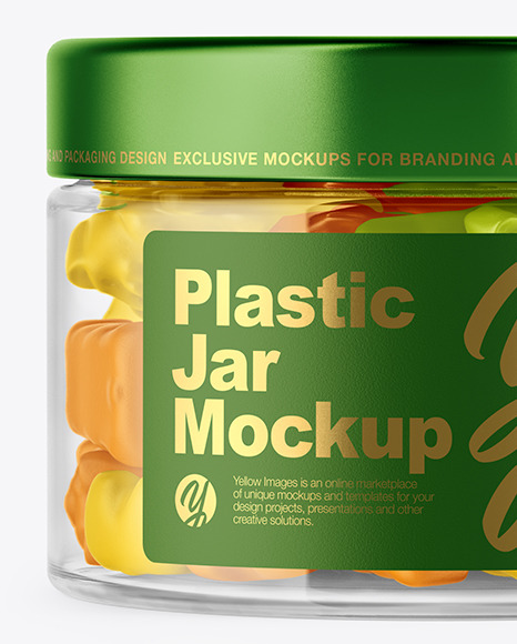 Download Plastic Jar With Gummies Mockup In Jar Mockups On Yellow Images Object Mockups