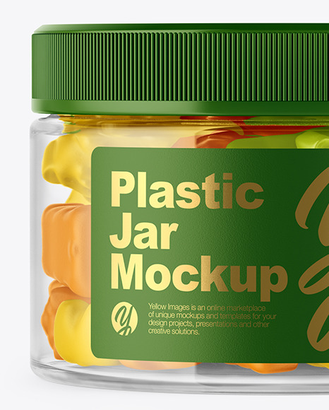 Plastic Jar with Gummies Mockup