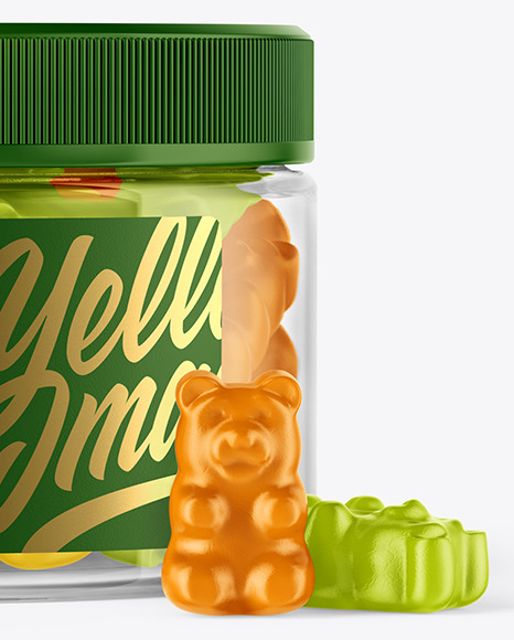 Plastic Jar with Gummies Mockup in Jar Mockups on Yellow Images Object Mockups