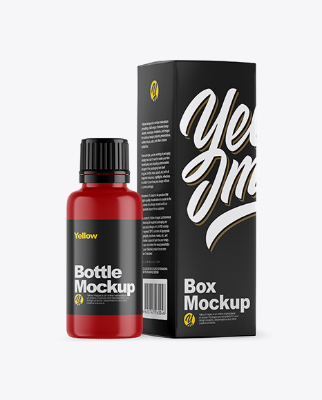 Matte Bottle With Box Mockup In Bottle Mockups On Yellow Images Object Mockups