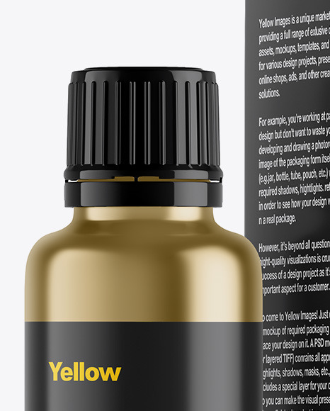 Download Free Metallic Bottle With Box Mockup In Bottle Mockups On Yellow Images PSD Mockups