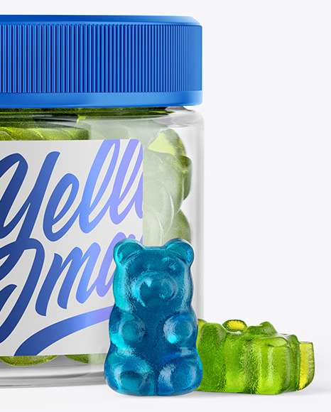 Download Plastic Jar With Gummies Mockup In Jar Mockups On Yellow Images Object Mockups PSD Mockup Templates