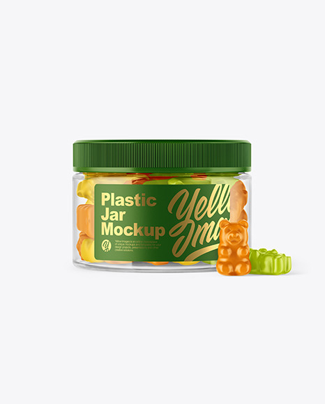 Download Plastic Jar With Gummies Mockup In Jar Mockups On Yellow Images Object Mockups PSD Mockup Templates