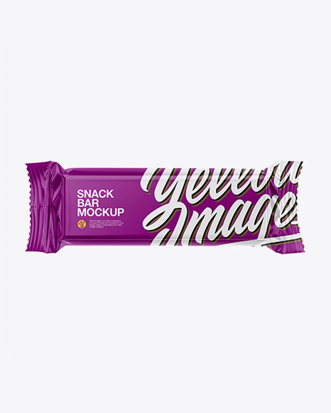 Glossy Snack Bar Mockup In Flow Pack Mockups On Yellow Images Object Mockups