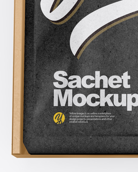 Download Kraft Box With Sachets Mockup In Box Mockups On Yellow Images Object Mockups PSD Mockup Templates