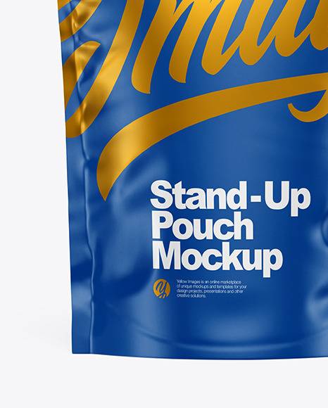 Download Matte Stand-Up Pouch Mockup in Pouch Mockups on Yellow Images Object Mockups