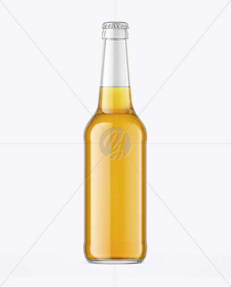 Download Clear Glass Bottle With Lager Beer Mockup In Bottle Mockups On Yellow Images Object Mockups