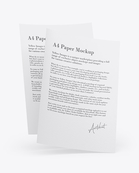 Download Two Textured A4 Papers Mockup In Stationery Mockups On Yellow Images Object Mockups Yellowimages Mockups