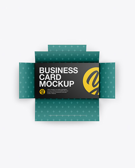 Open Case With Five Business Cards Mockup In Stationery Mockups On Yellow Images Object Mockups