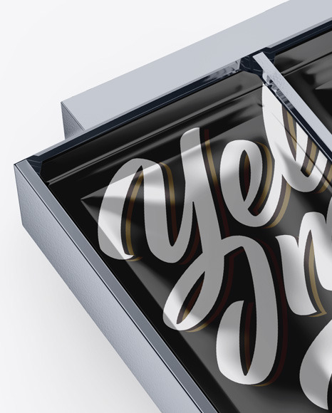 Metallic Box with Sachets Mockup PSD #2
