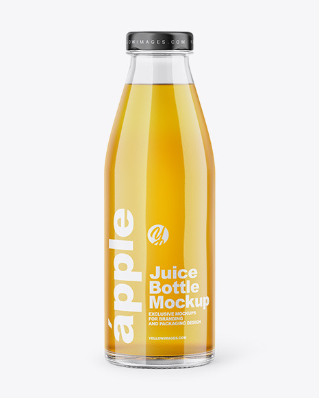 Download Clear Glass Bottle Apple Juice Psd Mockup Yellowimages