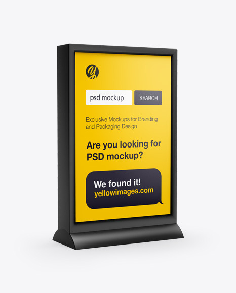 Led Light Box Mockup Half Side View In Outdoor Advertising Mockups On Yellow Images Object Mockups