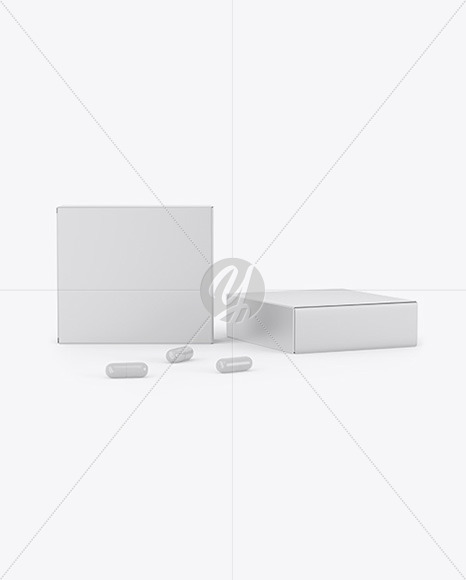 Two Matte Boxes with Pills Mockup PSD #1