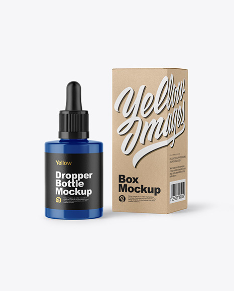 Download Glossy Dropper Bottle W Box Mockup In Bottle Mockups On Yellow Images Object Mockups PSD Mockup Templates