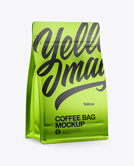 Download Metallic Coffee Bag Mockup In Pouch Mockups On Yellow Images Object Mockups