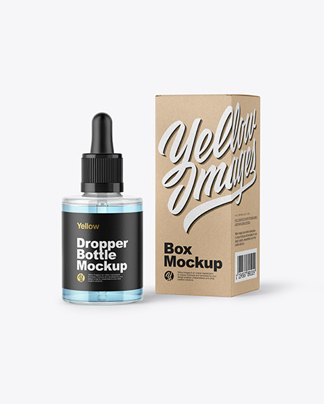 Clear Glass Dropper Bottle w  Box Mockup PSD #2