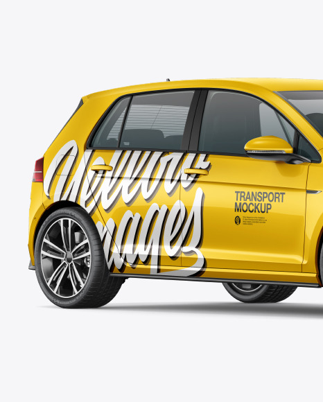 Download Hatchback 5 Doors Mockup Half Side View In Vehicle Mockups On Yellow Images Object Mockups PSD Mockup Templates