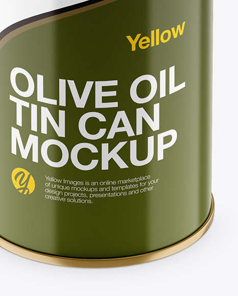 1L Glossy Olive Oil Tin Can Mockup PSD #1