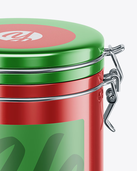 Metallic Jar With Locking Lid Mockup (high angle shot) PSD #7