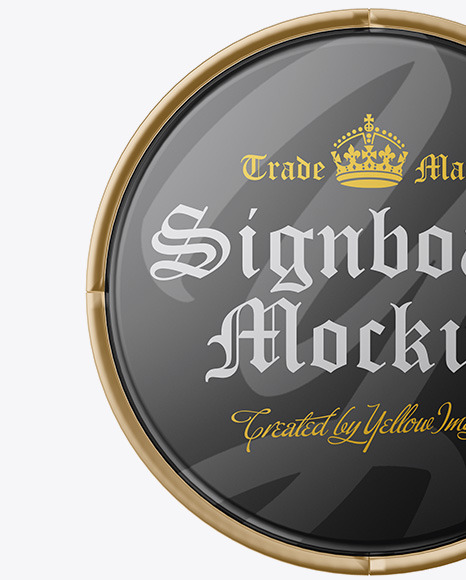 Glossy Metallic Round Signboard Mockup PSD #1