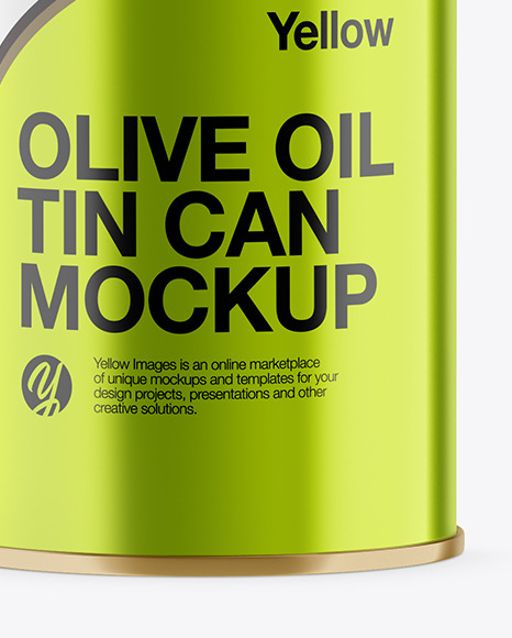 1L Metallic Olive Oil Tin Can Mockup PSD #1