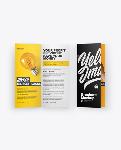 Download Two Brochures Mockup In Stationery Mockups On Yellow Images Object Mockups Yellowimages Mockups