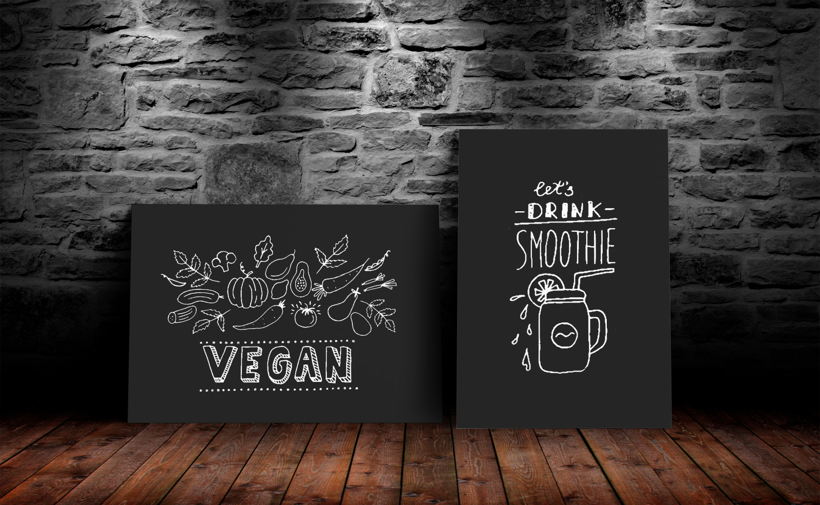 Vegan Food Doodle Art on Yellow Images Creative Store