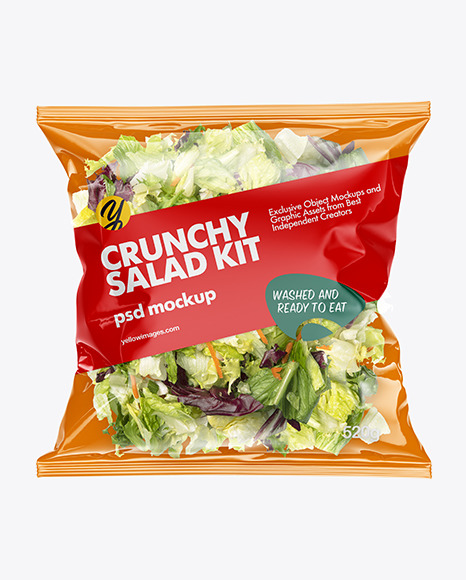 Download Plastic Bag W Salad Mockup In Bag Sack Mockups On Yellow Images Object Mockups PSD Mockup Templates