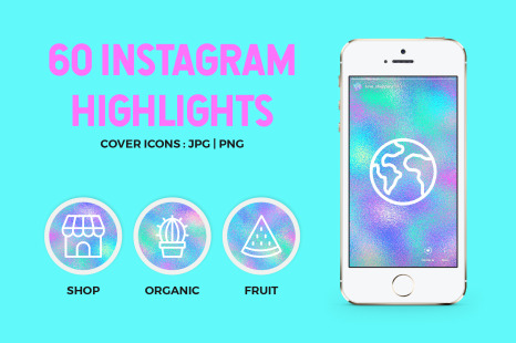 60 Holographic Instagram Highlights In Icons On Yellow Images Creative Store