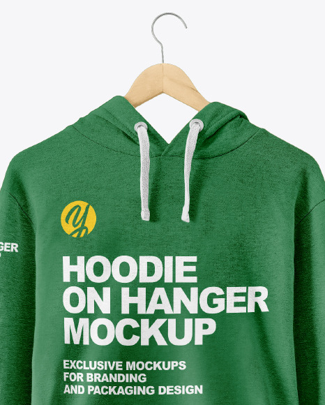 Hoodie on Hanger Mockup in Apparel Mockups on Yellow ...