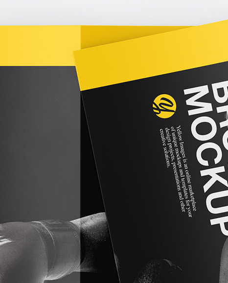 Download Two Brochures Mockup In Stationery Mockups On Yellow Images Object Mockups PSD Mockup Templates