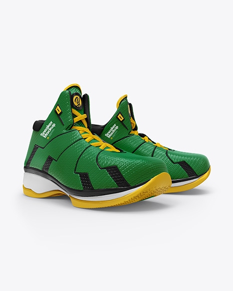 Download Basketball Sneakers Mockup in Apparel Mockups on Yellow ...