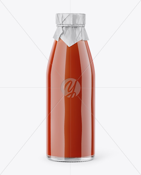 Download Clear Glass Bottle With Tomato Juice Mockup In Bottle Mockups On Yellow Images Object Mockups